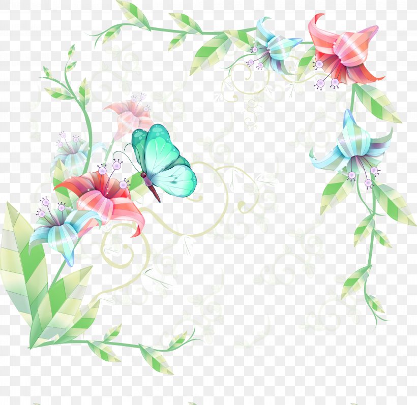 Butterfly Funky Birds Flower Clip Art, PNG, 4267x4150px, Butterfly, Android, Branch, Flora, Floral Design Download Free