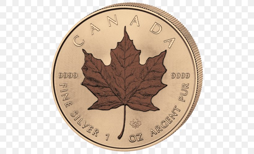 Canadian Gold Maple Leaf Canadian Silver Maple Leaf, PNG, 500x500px, Canadian Gold Maple Leaf, American Gold Eagle, Bullion, Bullion Coin, Canadian Silver Maple Leaf Download Free