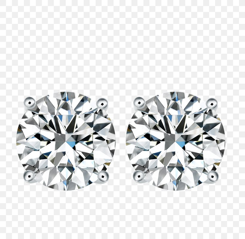 Chow Tai Fook 18K White Gold Petite Round Diamond Look Earrings