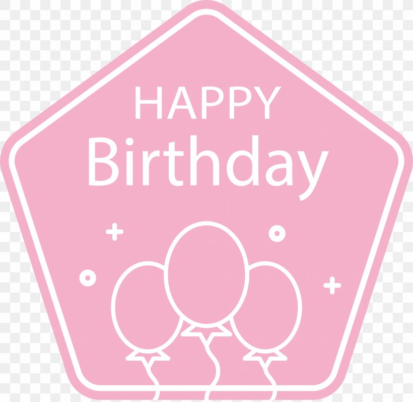 Pink Pentagonal Birthday Label, PNG, 4137x4025px, Birthday, Anniversary, Area, Boyfriend, Brand Download Free