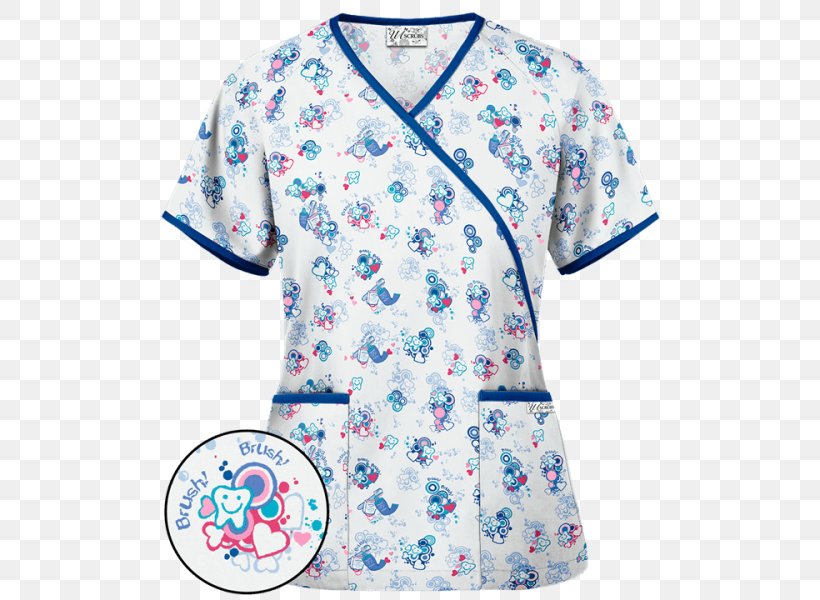 T-shirt Scrubs Dentistry Uniform Clothing, PNG, 500x600px, Tshirt, Active Shirt, Baby Toddler Clothing, Blue, Button Download Free