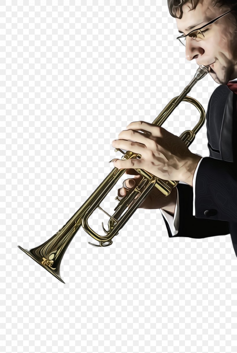 Musical Instrument Brass Instrument Wind Instrument Trumpeter Saxophonist, PNG, 1636x2444px, Watercolor, Alto Horn, Brass Instrument, Flugelhorn, Jazz Download Free