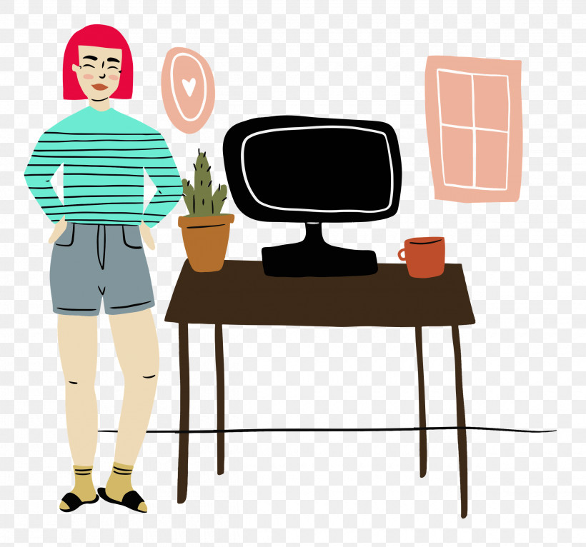 At Home, PNG, 2500x2338px, At Home, Behavior, Cartoon, Chair, Desk Download Free