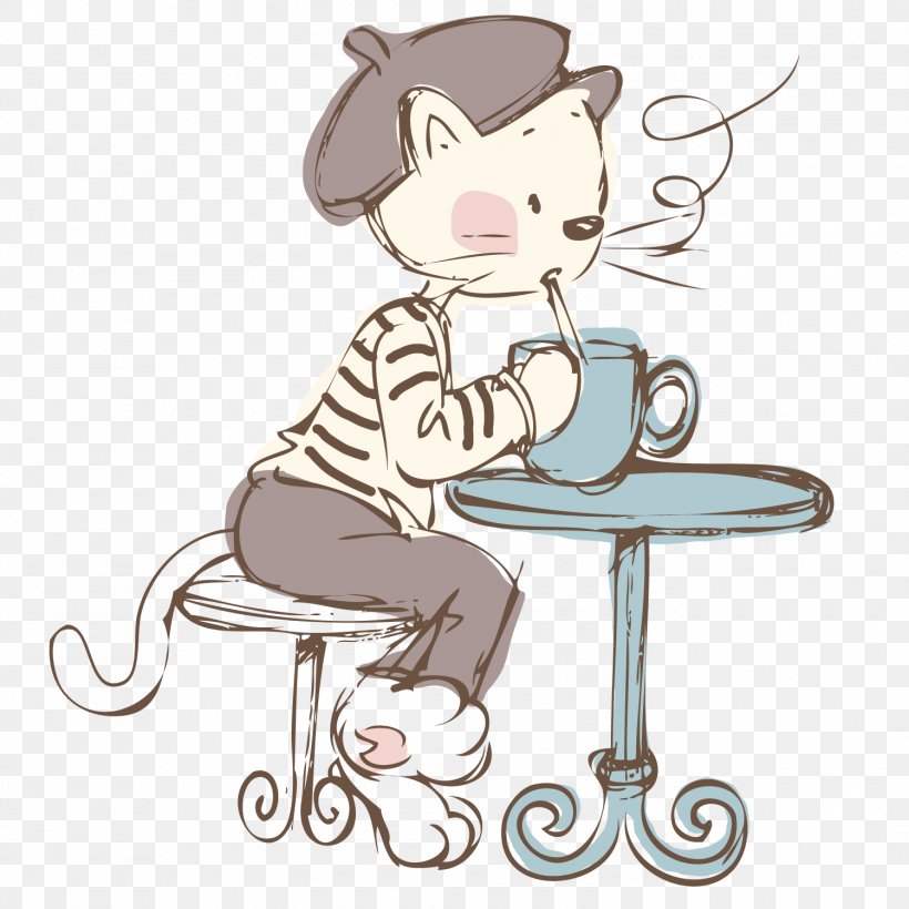 Cat Coffee Cafe Kopi Luwak, PNG, 1500x1501px, Cat, Art, Cafe, Carnivoran, Cartoon Download Free