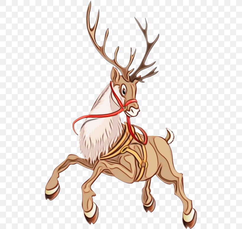 Reindeer, PNG, 518x779px, Watercolor, Antler, Cartoon, Deer, Drawing Download Free