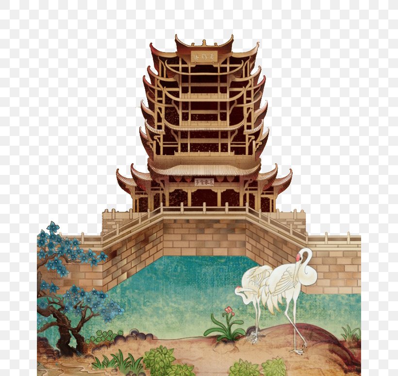 Yellow Crane Tower Building Watercolor Painting Architecture, PNG, 668x774px, Yellow Crane Tower, Architectural Engineering, Architecture, Art, Building Download Free