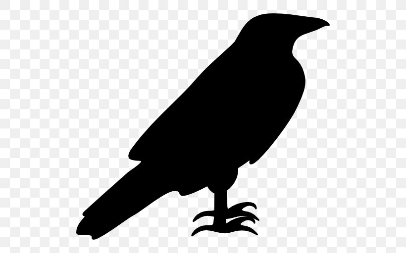 Silhouette Clip Art, PNG, 512x512px, Silhouette, American Crow, Beak, Bird, Black And White Download Free