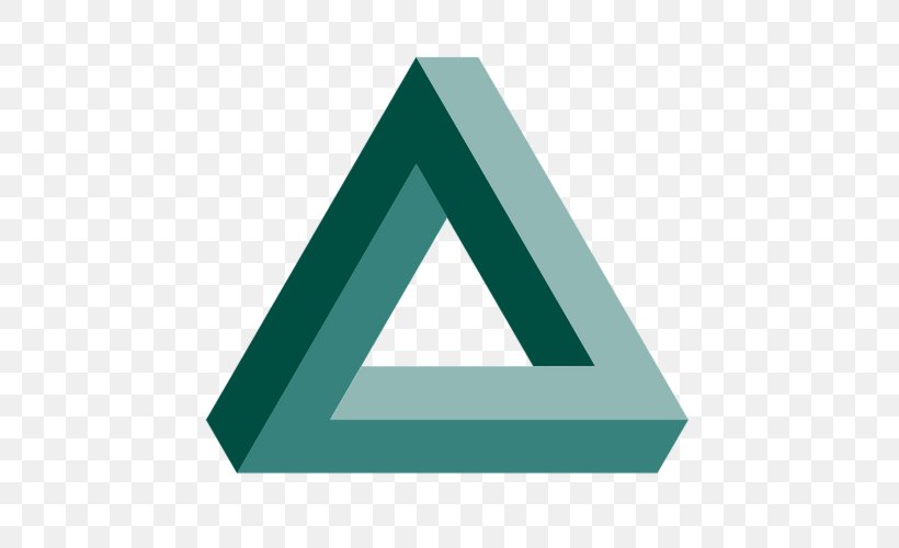 Penrose Triangle Impossible Object Penrose Stairs Shadows Of The Mind, PNG, 500x500px, Penrose Triangle, Aqua, Brand, Illusion, Impossible Object Download Free