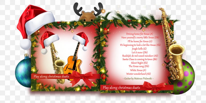 Rudolph Santa Claus Saxophone Christmas Ornament Song, PNG, 1050x525px, Watercolor, Cartoon, Flower, Frame, Heart Download Free