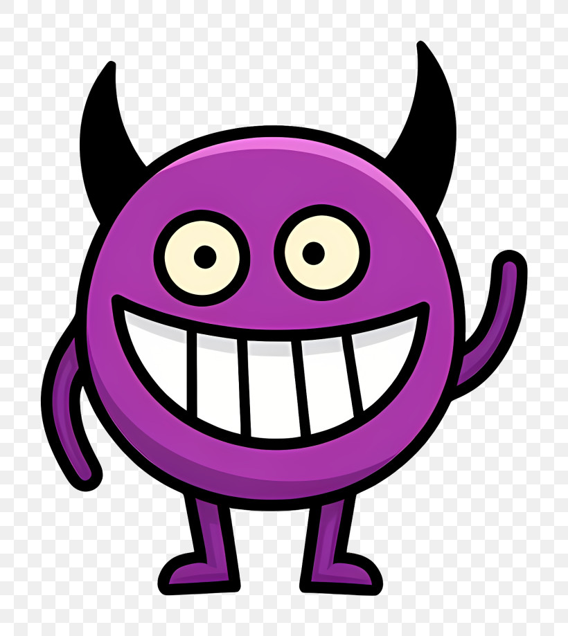Purple Devil Emoji - Purple Cartoon Monster With Big Smile PNG