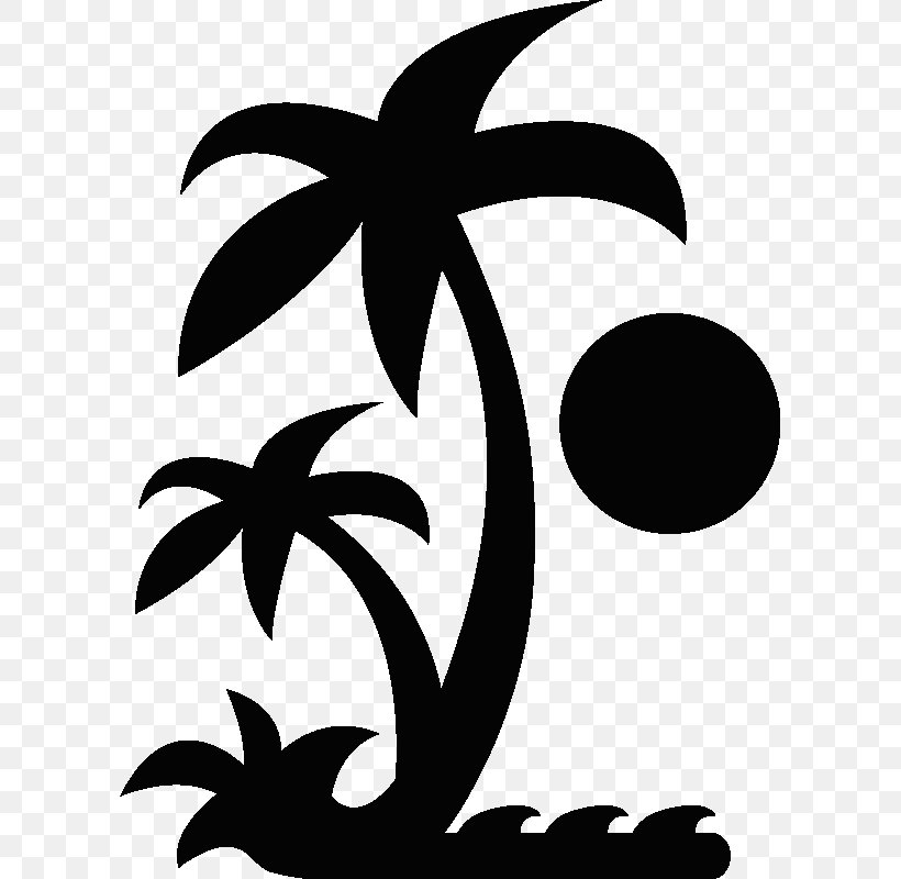 Sticker Arecaceae .com Car Clip Art, PNG, 800x800px, Sticker, Arecaceae, Artwork, Black And White, Branch Download Free