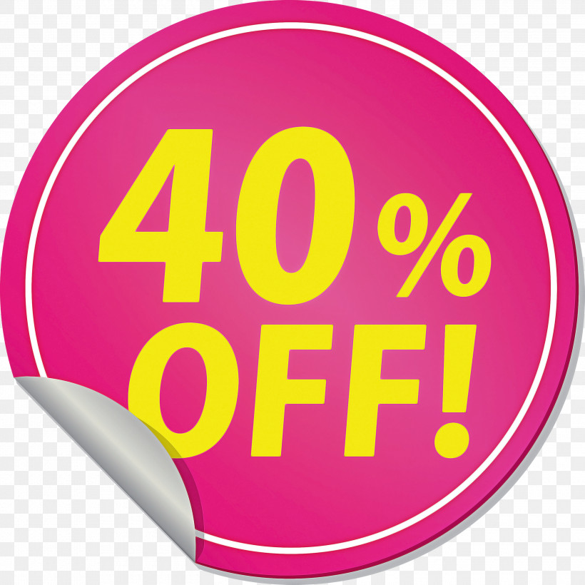 Discount Tag With 40% Off Discount Tag Discount Label, PNG, 3000x3000px, Discount Tag With 40 Off, Area, Discount Label, Discount Tag, Geometry Download Free