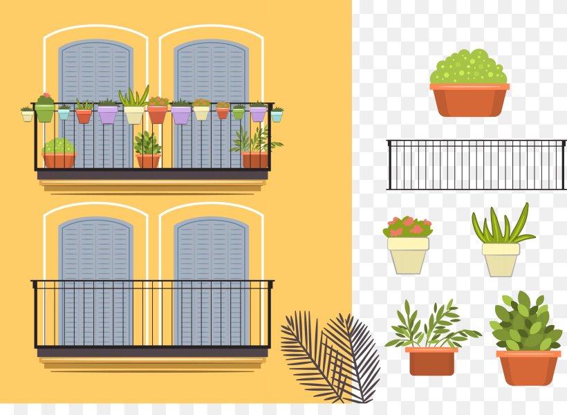 Balcony Euclidean Vector, PNG, 2866x2100px, Balcony, Building, Facade, Home, Plant Download Free