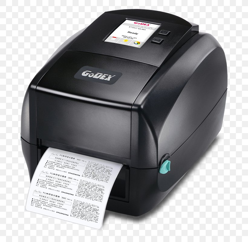 Label Printer Label Printer Barcode Printer Godex RT730i, PNG, 800x800px, Printer, Barcode, Barcode Printer, Electronic Device, Inkjet Printing Download Free