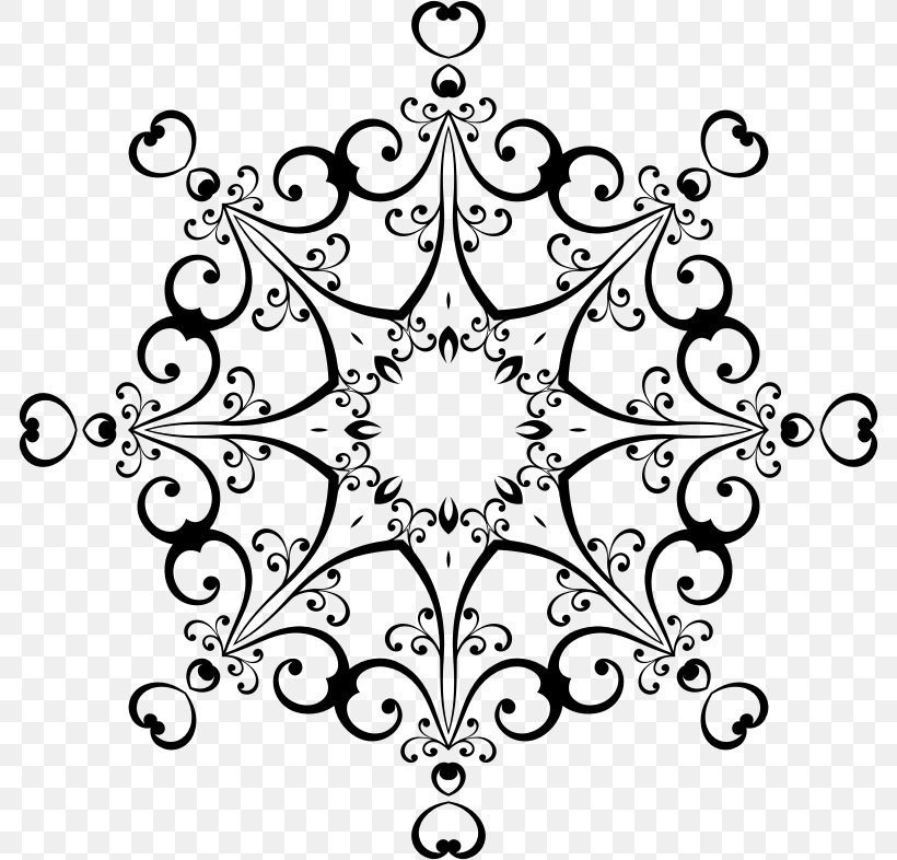 Symmetry White Floral Design Clip Art, PNG, 786x786px, Symmetry, Area, Artwork, Black, Black And White Download Free