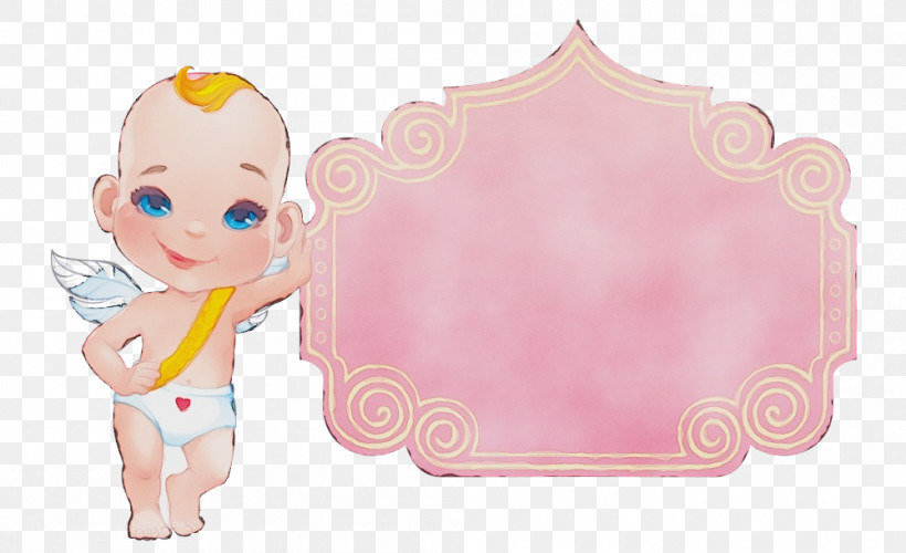 Pink Cartoon Child Doll Toy, PNG, 1000x610px, Watercolor, Angel, Cartoon, Child, Doll Download Free