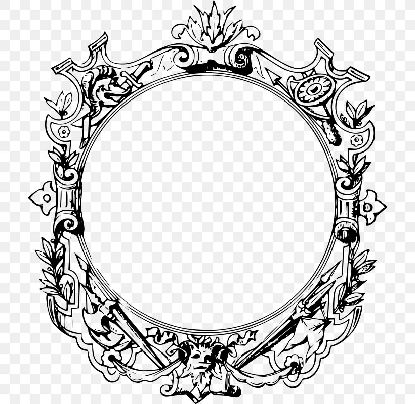 Picture Frames Ornament Clip Art, PNG, 710x800px, Picture Frames, Black And White, Body Jewelry, Decorative Arts, Drawing Download Free