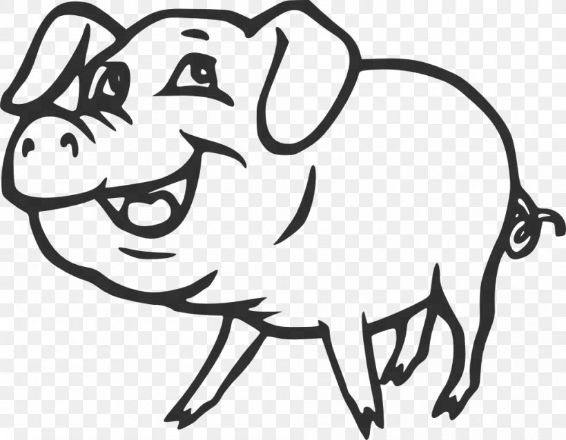 Pig Black And White Drawing Clip Art, PNG, 999x778px, Watercolor, Cartoon, Flower, Frame, Heart Download Free