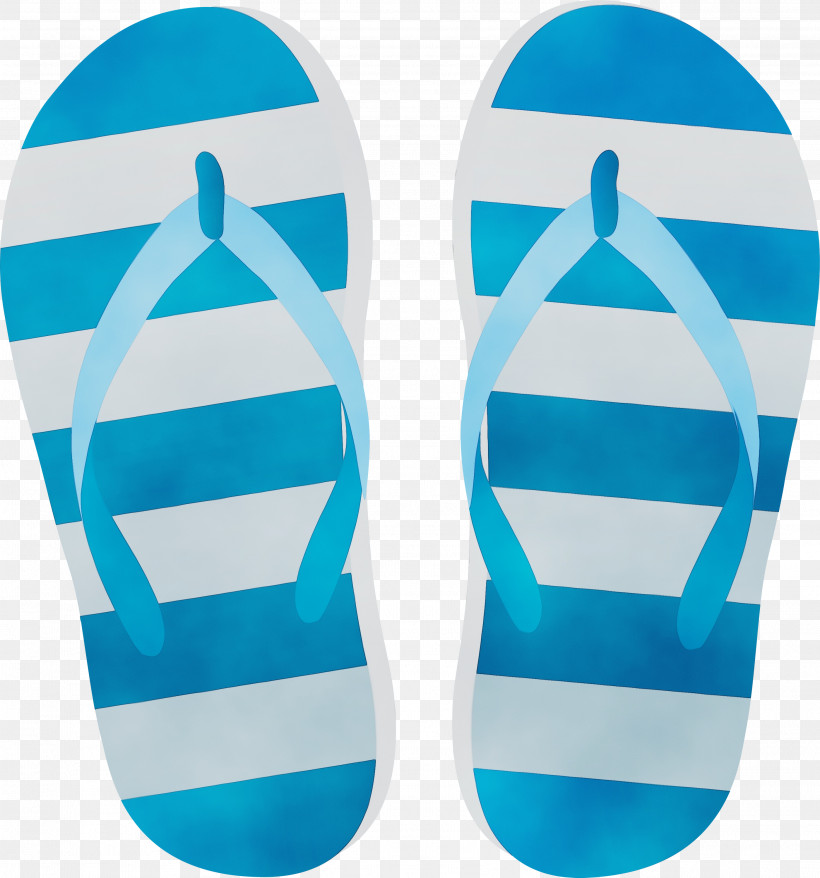 Flip-flops Footwear Blue Aqua Turquoise, PNG, 2801x3000px, Watercolor, Aqua, Blue, Electric Blue, Flipflops Download Free
