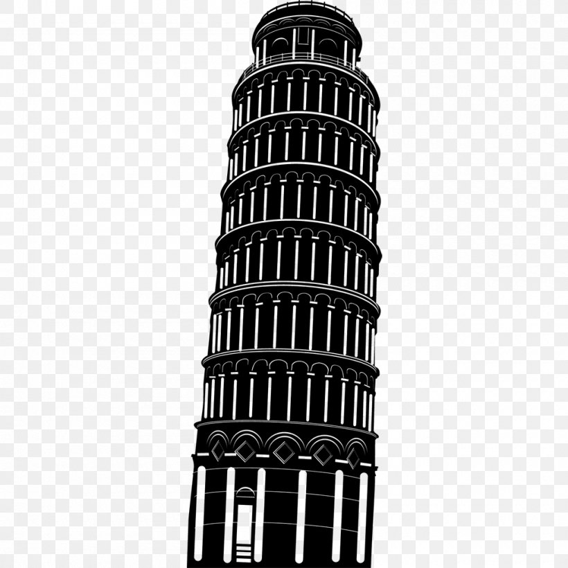 Leaning Tower Of Pisa Eiffel Tower Adhesive Tape, PNG, 1000x1000px, Leaning Tower Of Pisa, Adhesive, Adhesive Tape, Architectural Engineering, Black And White Download Free