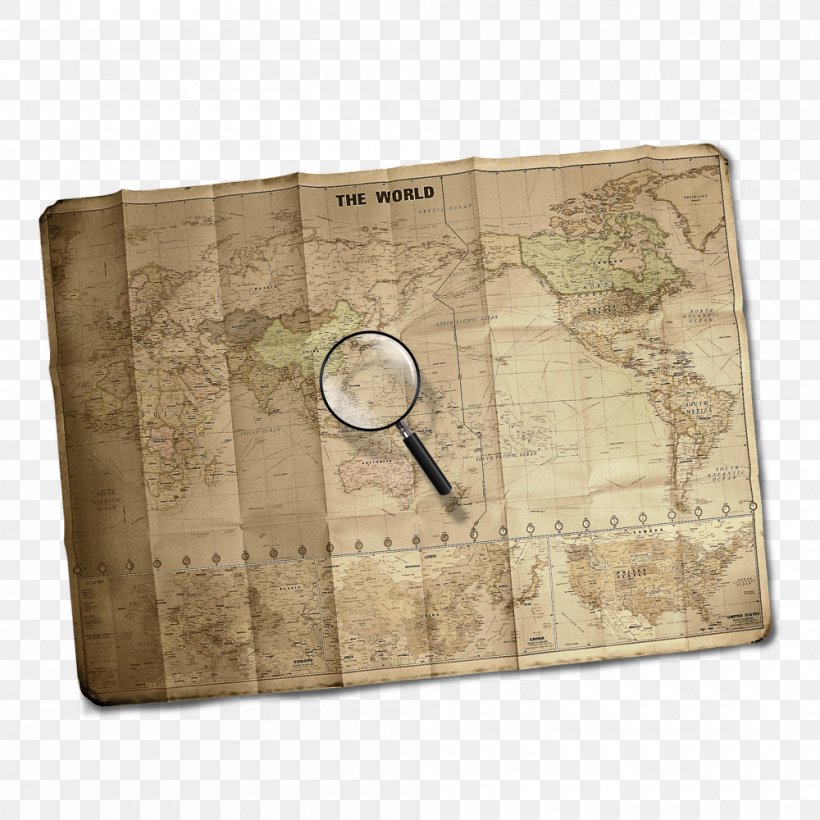 World Map Paper, PNG, 1000x1000px, Map, Magnifying Glass, Paper, Parchment, Placemat Download Free