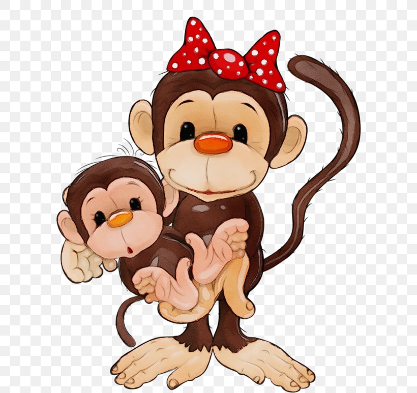 Cartoon Animation Animal Figure Old World Monkey Stuffed Toy, PNG, 600x773px, Watercolor, Animal Figure, Animation, Cartoon, Old World Monkey Download Free