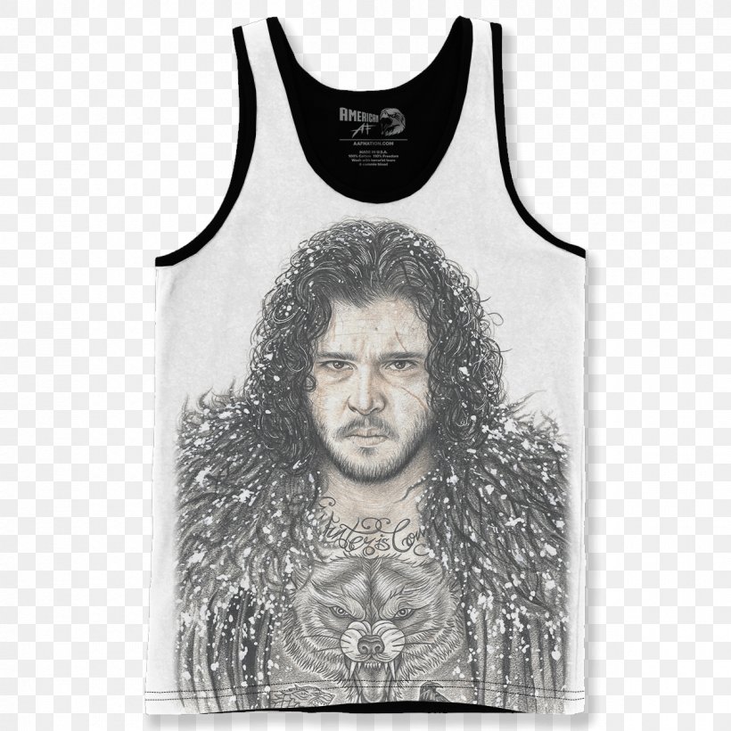 Jon Snow Game Of Thrones Daenerys Targaryen Eddard Stark T-shirt, PNG, 1200x1200px, Jon Snow, Active Tank, Art, Black And White, Clothing Download Free