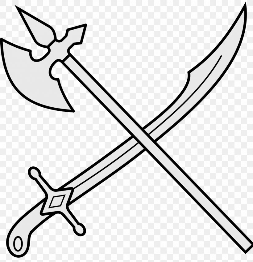 Sword Drawing Weapon Clip Art, PNG, 1000x1034px, Sword, Black And White, Cold Weapon, Drawing, Line Art Download Free