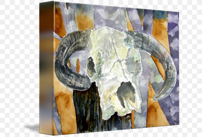 Watercolor Painting Cow's Skull: Red, White, And Blue Art Canvas, PNG, 650x558px, Painting, Art, Artist, Canvas, Fine Art Download Free