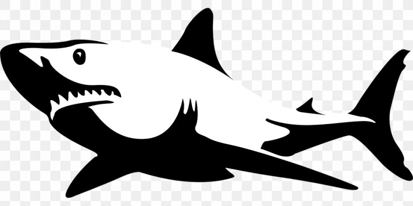 Shark Jaws Great White Shark Bull Shark Clip Art, PNG, 960x480px, Shark, Artwork, Black And White, Bull Shark, Cartilaginous Fish Download Free