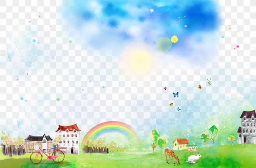 Poster Cartoon Watercolor Painting, PNG, 1200x789px, Poster, Atmosphere, Atmosphere Of Earth, Balloon, Building Download Free