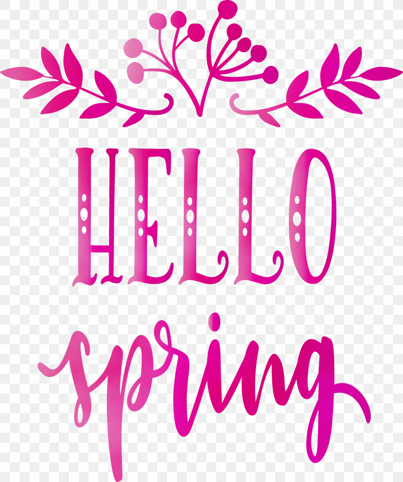 Text Pink Font Magenta Line, PNG, 2508x3000px, Hello Spring, Line, Magenta, Paint, Pink Download Free