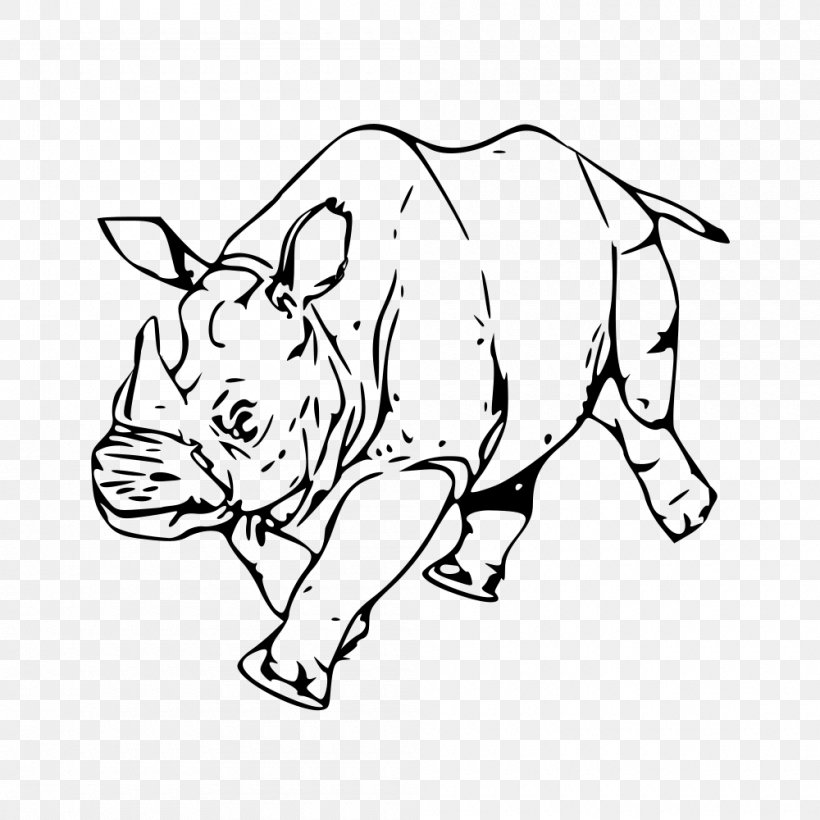 Rhinoceros Line Art Drawing Clip Art, PNG, 1000x1000px, Rhinoceros, Animal Figure, Area, Art, Artwork Download Free