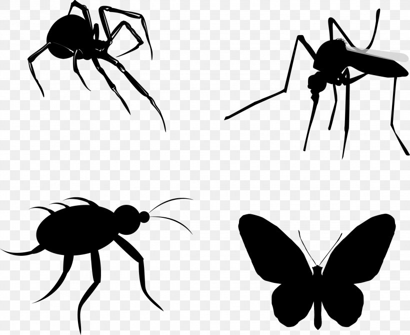 Insect Silhouette Butterfly Euclidean Vector, PNG, 2244x1832px, Insect, Arthropod, Black And White, Butterfly, Fly Download Free