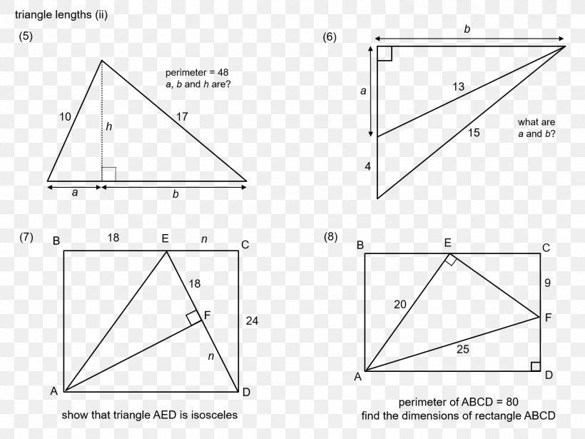 Special Right Triangle Area Pythagorean Triple Mathematics, PNG, 1500x1125px, Triangle, Area, Black And White, Congruence, Diagram Download Free