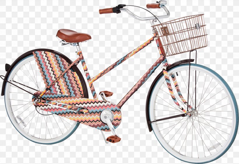 Bicycle Missoni Designer Fashion Step-through Frame, PNG, 4196x2876px, Bicycle, Bicycle Accessory, Bicycle Basket, Bicycle Drivetrain Part, Bicycle Frame Download Free