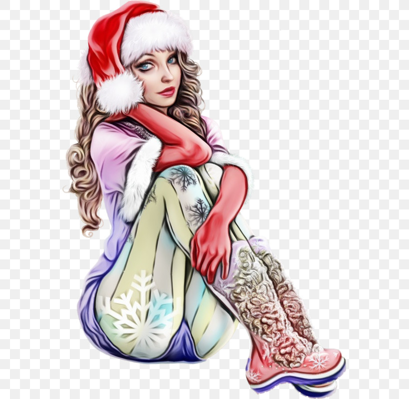 Christmas Sitting, PNG, 570x800px, Watercolor, Christmas, Paint, Sitting, Wet Ink Download Free