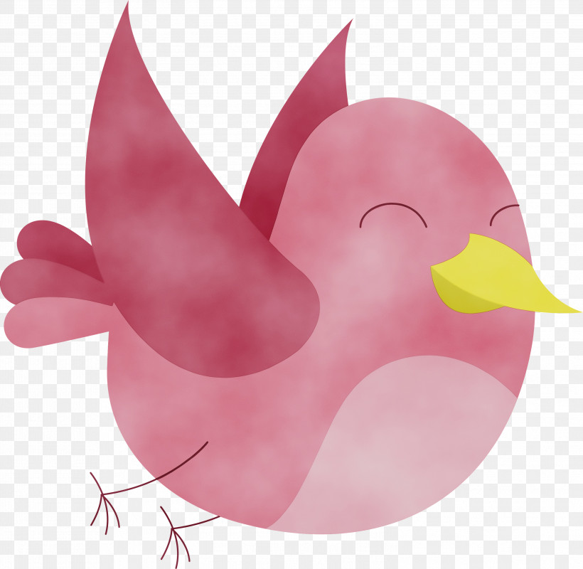 Petal Pink M, PNG, 2999x2926px, Cartoon Bird, Cute Bird, Paint, Petal, Pink M Download Free