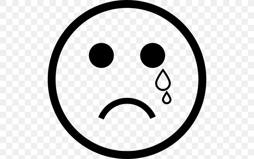 Smiley Face With Tears Of Joy Emoji Emoticon Crying Clip Art, PNG, 512x512px, Smiley, Area, Black And White, Crying, Emoji Download Free