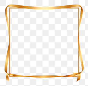 Wavy Golden Ribbon Frame PNG