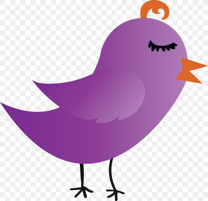 Purple Bird Pink Beak, PNG, 3000x2910px, Cartoon Bird, Beak, Bird, Cute Bird, Pink Download Free