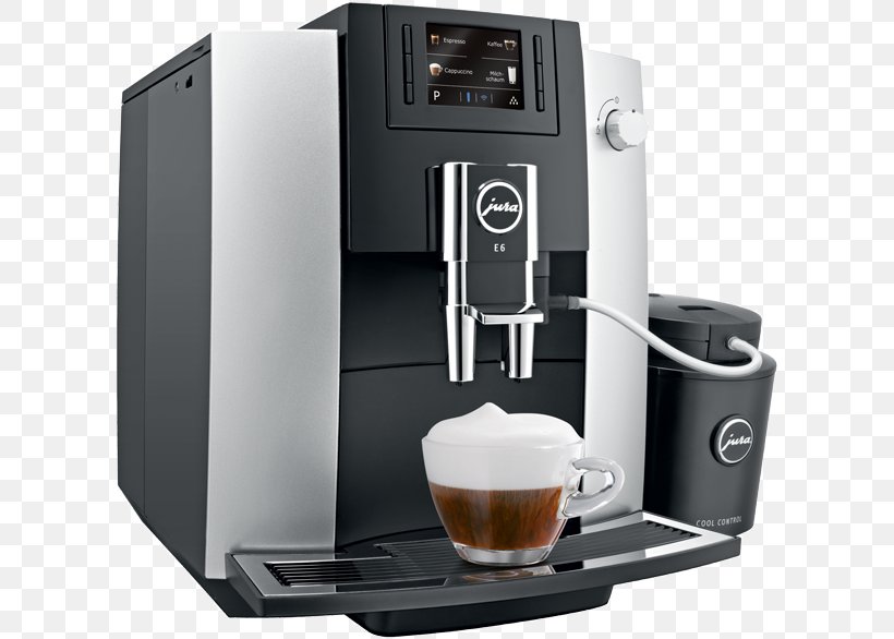 Coffee Cappuccino Espresso Jura Elektroapparate Jura E6, PNG, 607x586px, Coffee, Cappuccino, Capresso, Coffeemaker, Drink Download Free