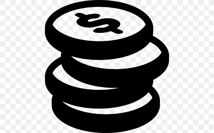 Dollar Coin Dollar Sign, PNG, 512x512px, Coin, Area, Artwork, Black And White, Currency Download Free