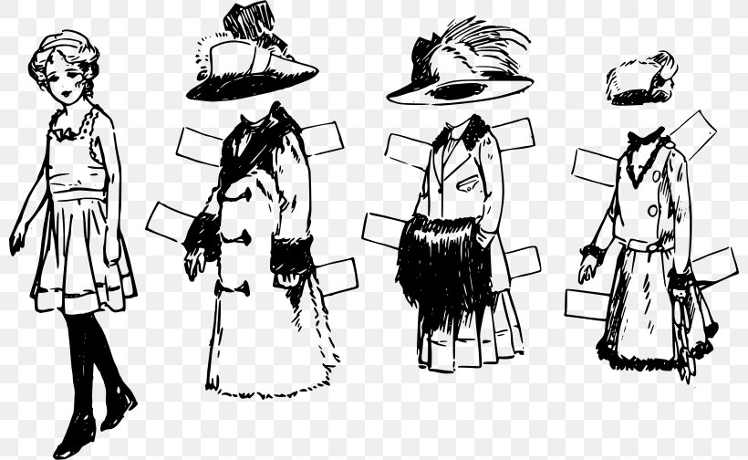 Paper Doll Clothing Toy, PNG, 800x504px, Paper, Art, Art Doll, Artwork, Black And White Download Free