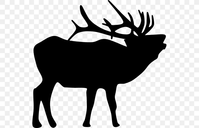 Reindeer Elk Silhouette Wildlife Clip Art, PNG, 553x531px, Reindeer, Antler, Artwork, Black And White, Deer Download Free