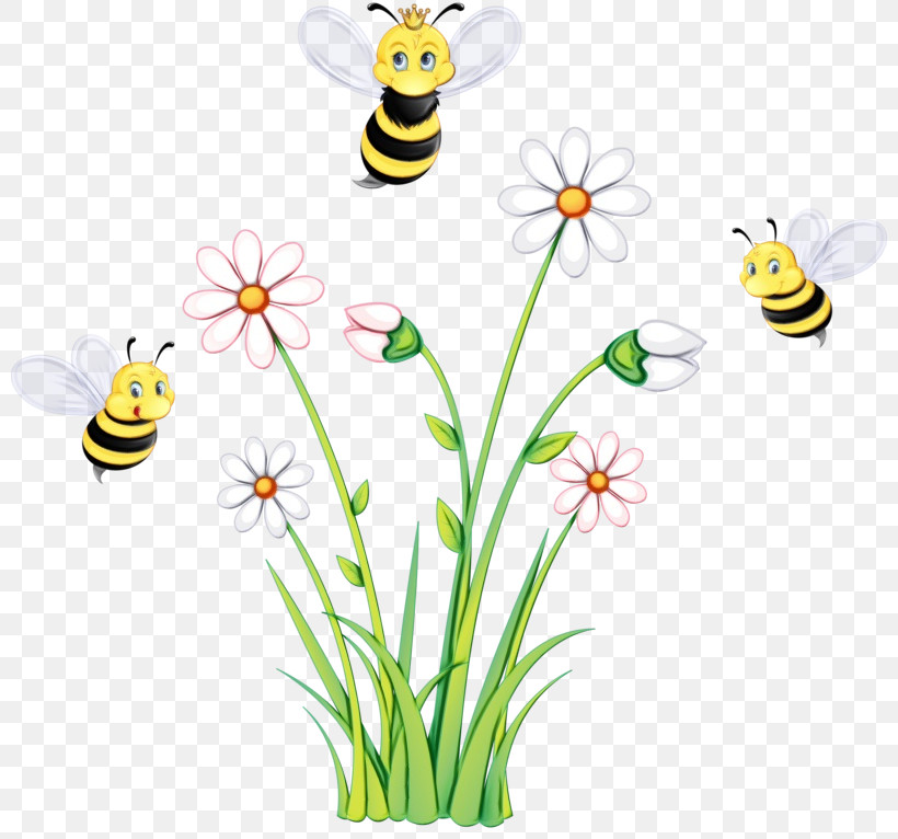 Bumblebee, PNG, 800x766px, Watercolor, Bee, Bumblebee, Flower, Honeybee Download Free