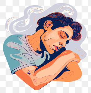 Man Feeling Tired - Peaceful Sleeping Man Illustration PNG