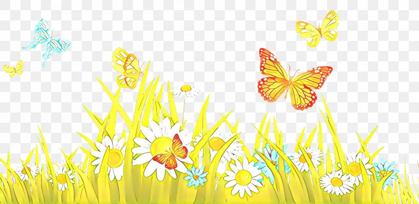 Yellow Butterfly Clip Art Moths And Butterflies Pollinator, PNG, 3000x1462px, Cartoon, Butterfly, Insect, Meadow, Moths And Butterflies Download Free
