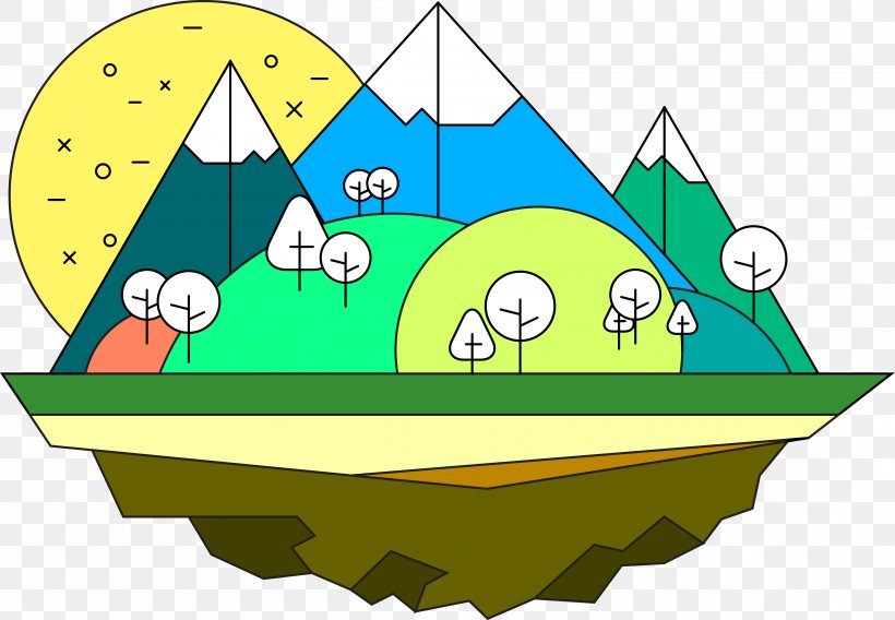 Cartoon Drawing Mountain Illustration, PNG, 4594x3183px, Cartoon, Area, Boat, Drawing, Grass Download Free