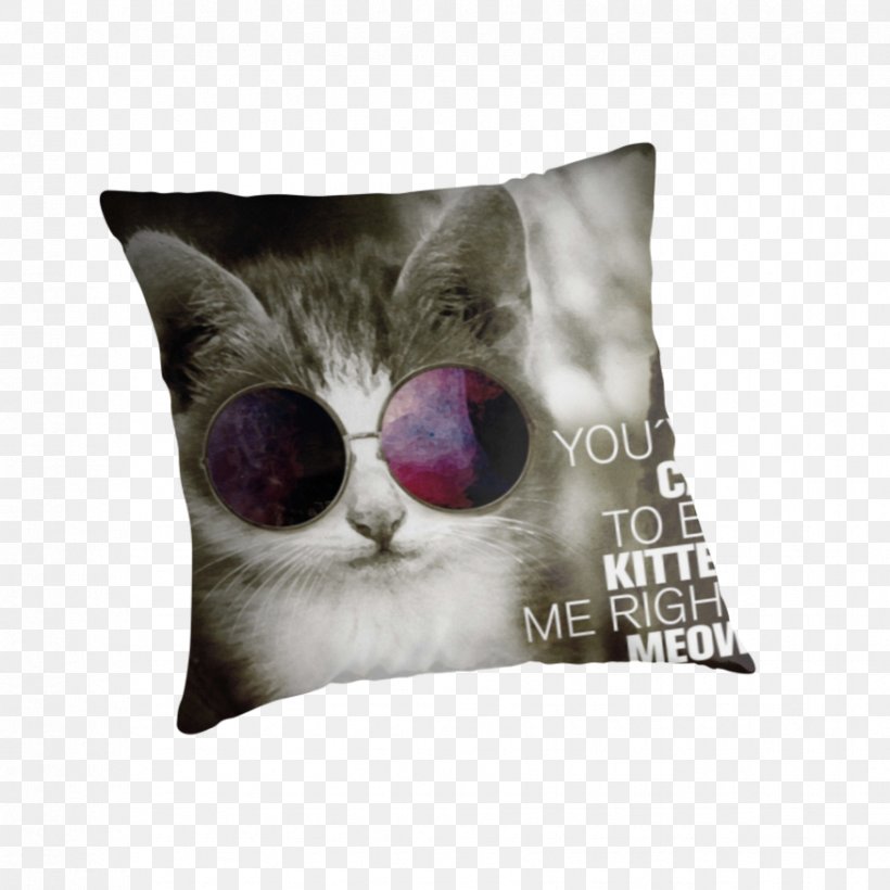 Whiskers Cat Kitten Throw Pillows, PNG, 875x875px, Whiskers, Cat, Cushion, Eyewear, Glasses Download Free